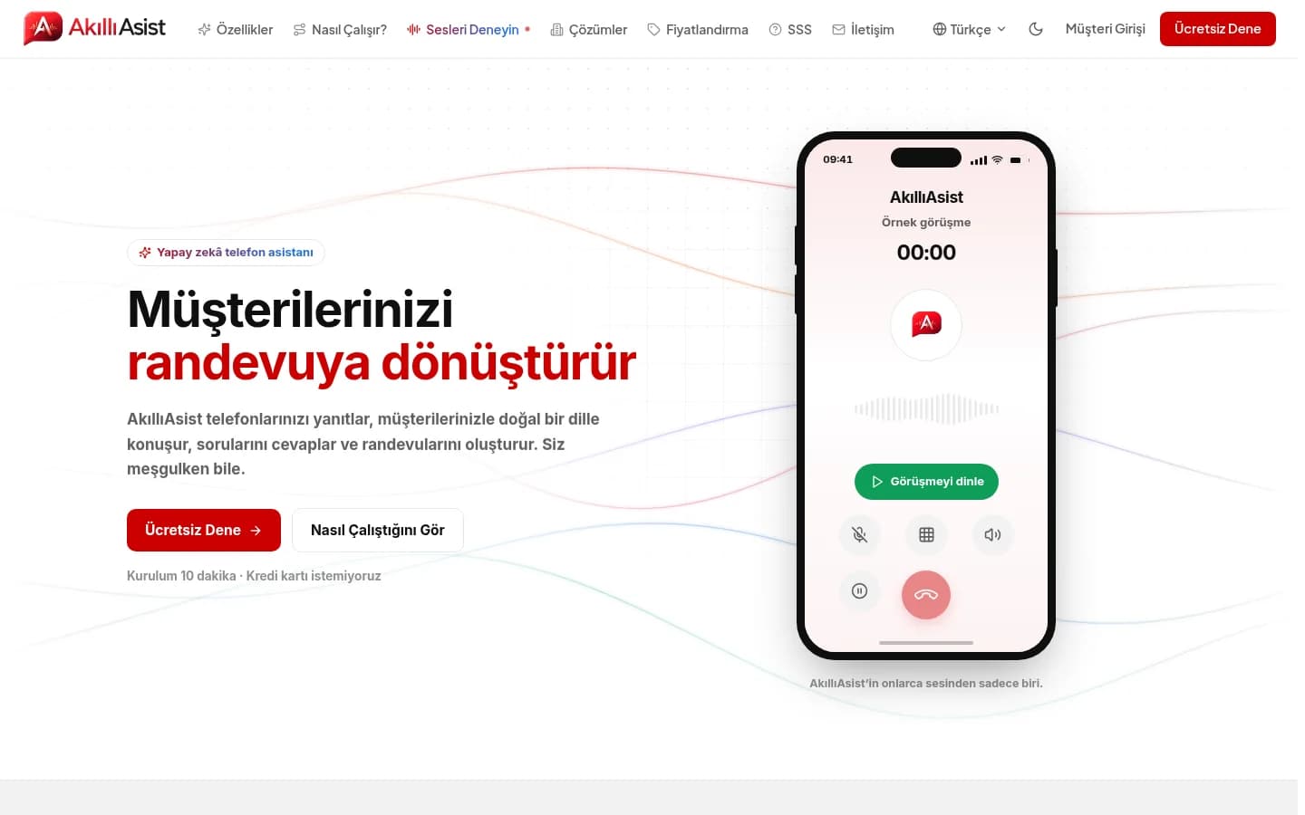 AkıllıAsist ana sayfası: yapay zekâ telefon asistanı