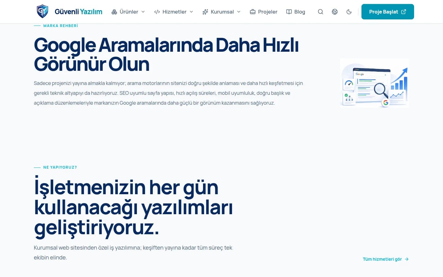 Güvenli Yazılım hizmetler bölümü