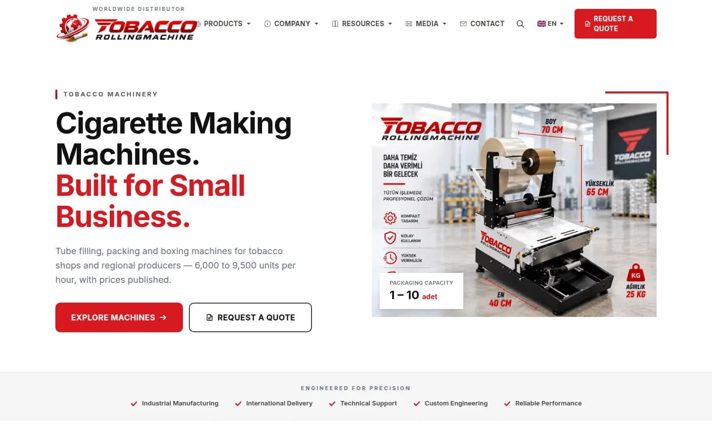 Tobacco Rolling Machine İngilizce ana sayfa