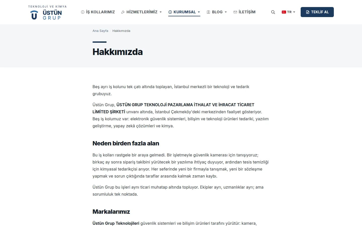 Üstün Grup hakkımızda